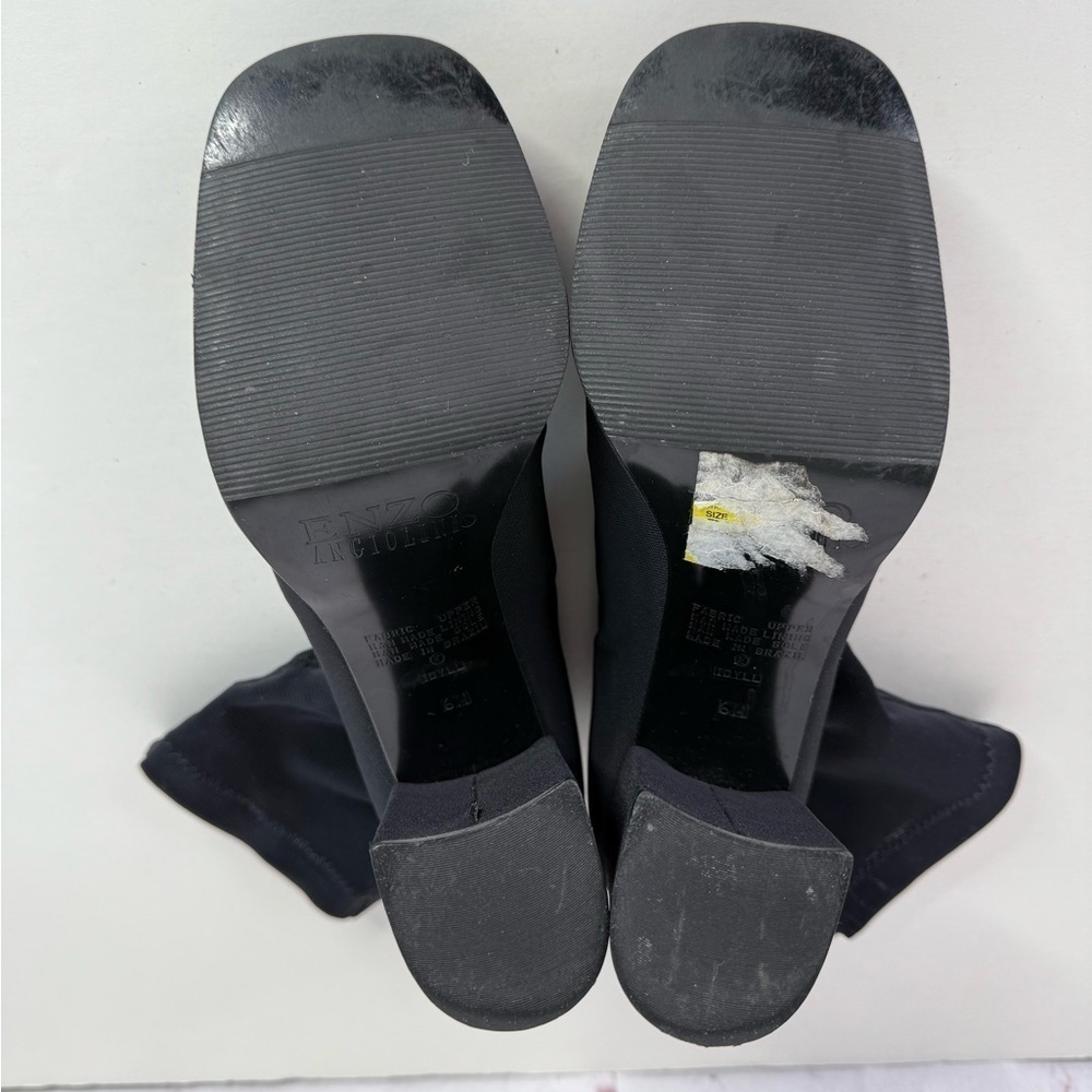 ENZO ANGIOLINI Size 6 Black Knit Sock Ankle Boots Chunky Heels feels like 6.5 - Picture 10 of 15